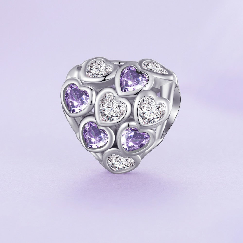 Amour Infini Charme Zircon Violet Et Blanc Argent Sterling 925 Xs2113