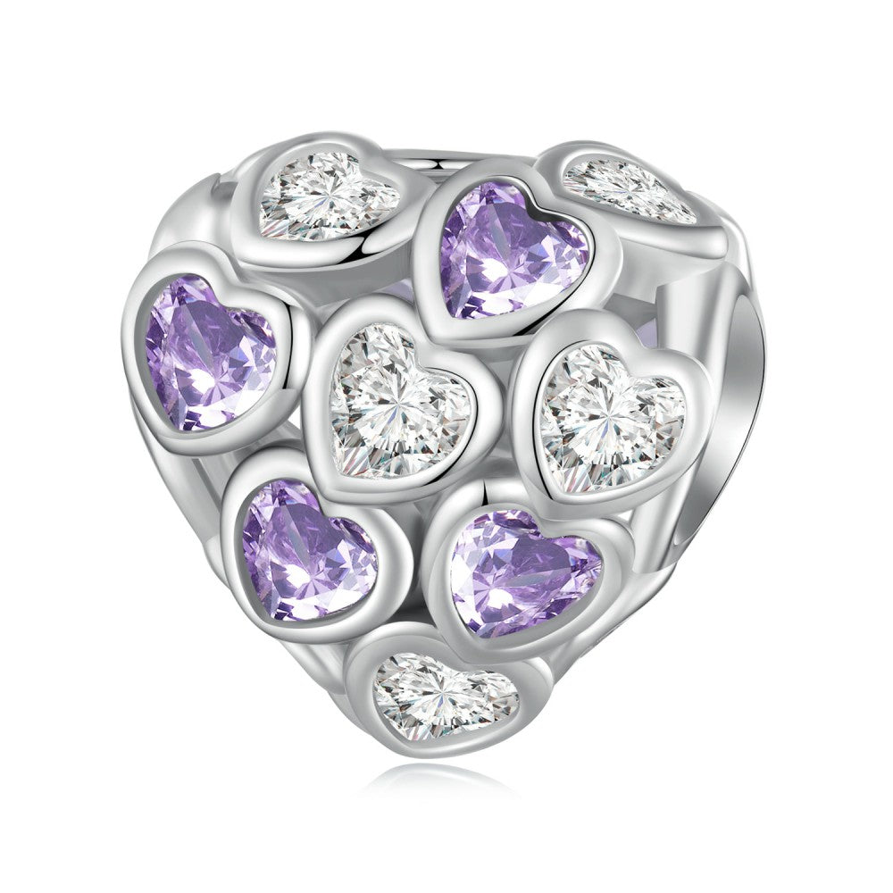 Amour Infini Charme Zircon Violet Et Blanc Argent Sterling 925 Xs2113