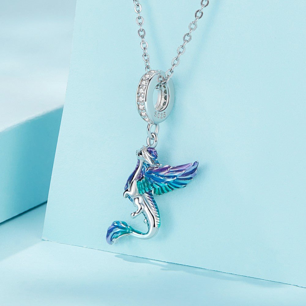 Breloque Colorée Dragon Volant En Argent Sterling 925 Xs2122