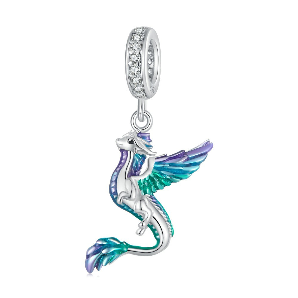 Breloque Colorée Dragon Volant En Argent Sterling 925 Xs2122