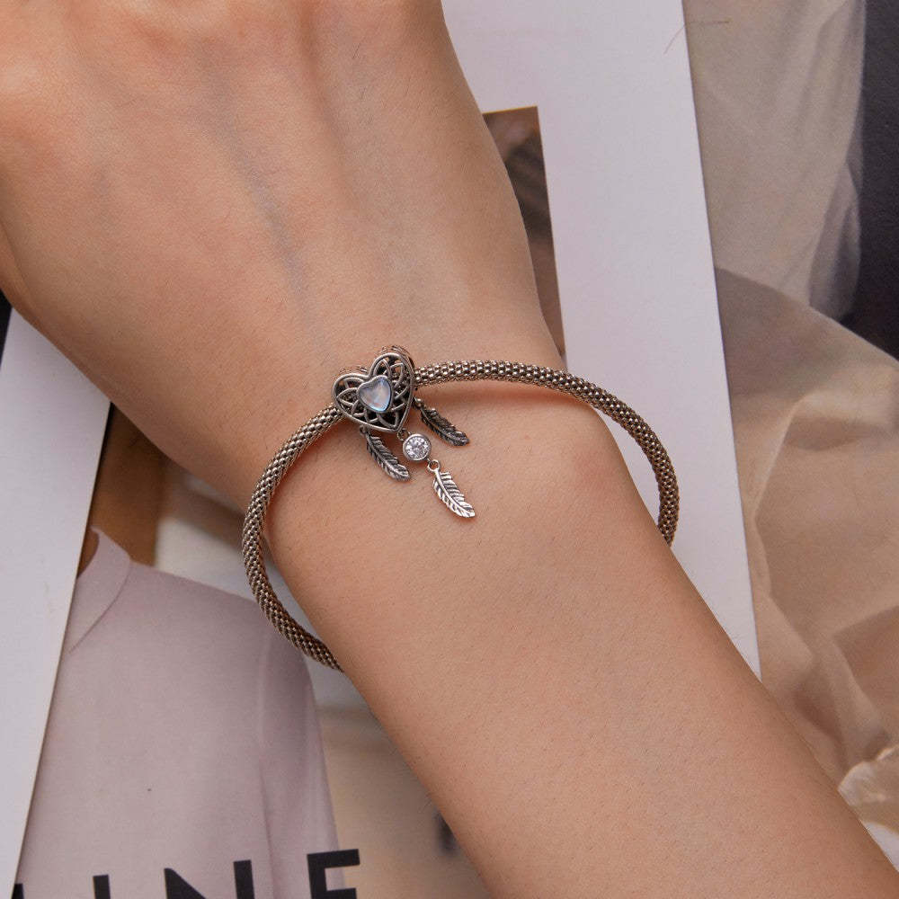 Charme Attrape-rêves En Forme De Coeur En Argent Sterling 925 Xs2124