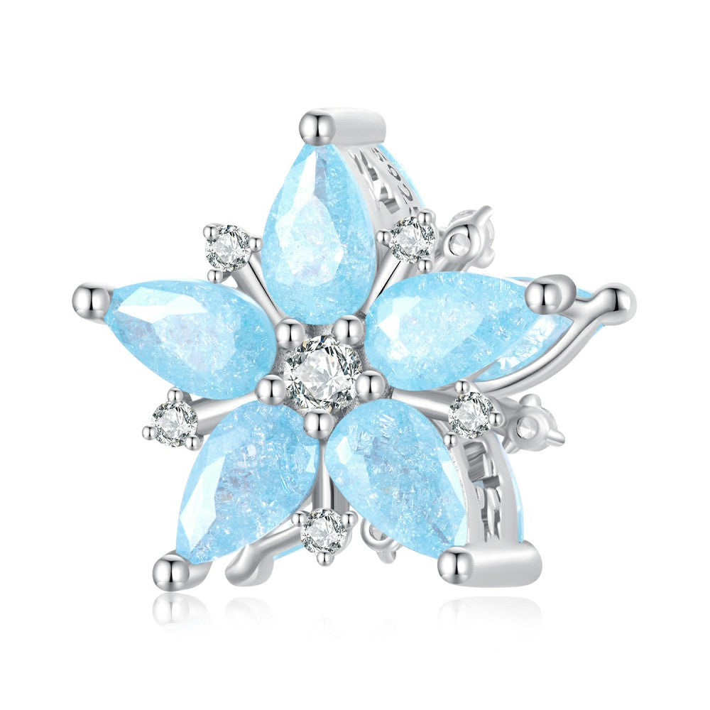 Breloque Flocon De Neige Bleu Argent Sterling 925 Xs2148