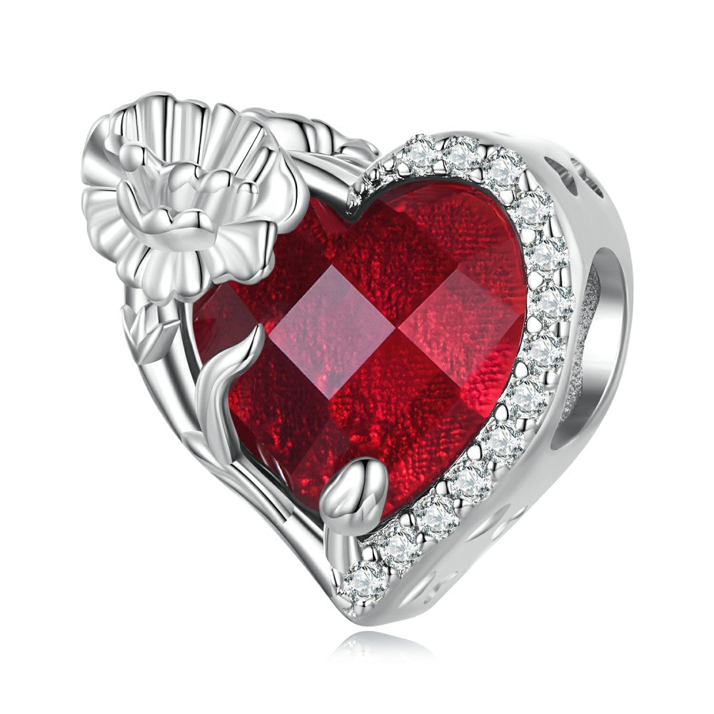 Pierre De Naissance De Janvier Breloque Rouge En Argent Sterling 925 Xs2156
