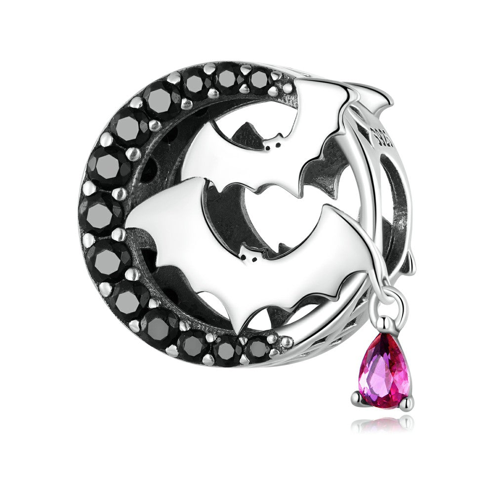 Breloque En Zircon Rose Chauve-souris, Argent Sterling 925, Xs2176
