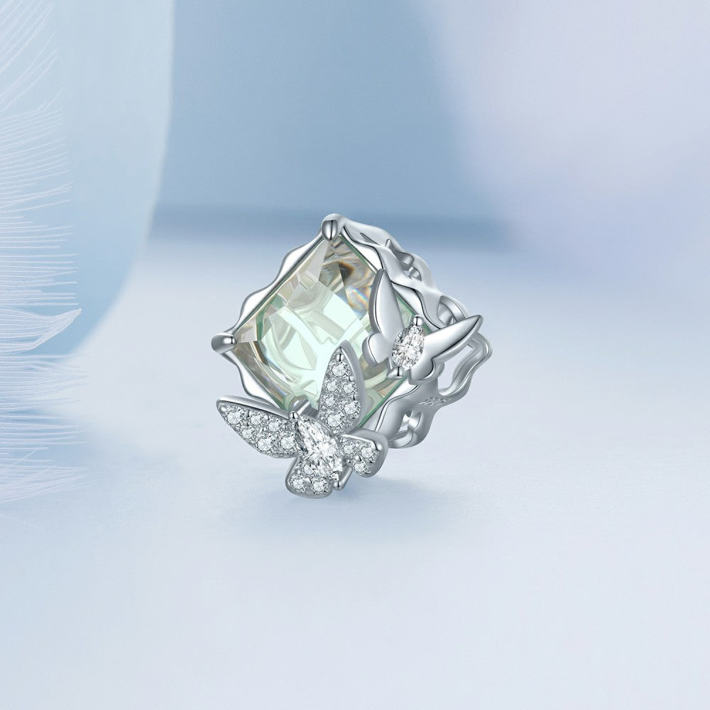 Charme En Zircon Vert Clair Papillon Magicien D'oz, Argent Sterling 925, Xs2179