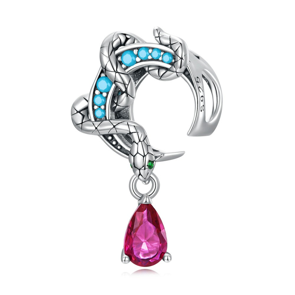 Charme De Diamant Rose Serpent En Argent Sterling 925 Xs2211