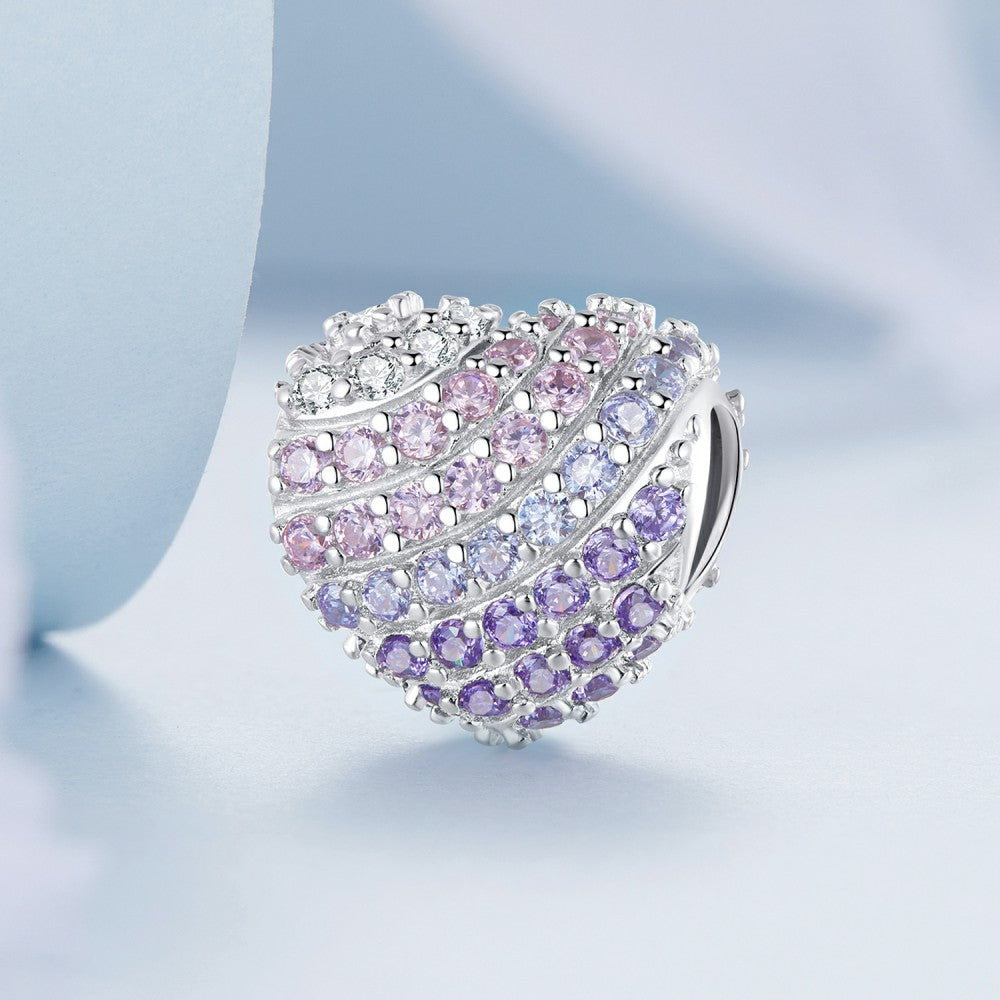 Breloque En Forme De Coeur Dégradé Rose Bleu En Argent Sterling 925 Xs2213