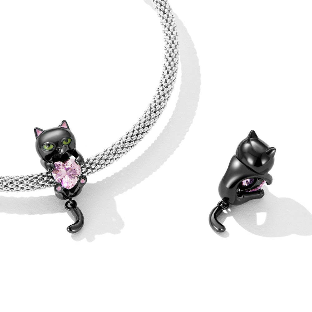 Breloque Petit Chat Noir En Argent Sterling 925 Xs2215
