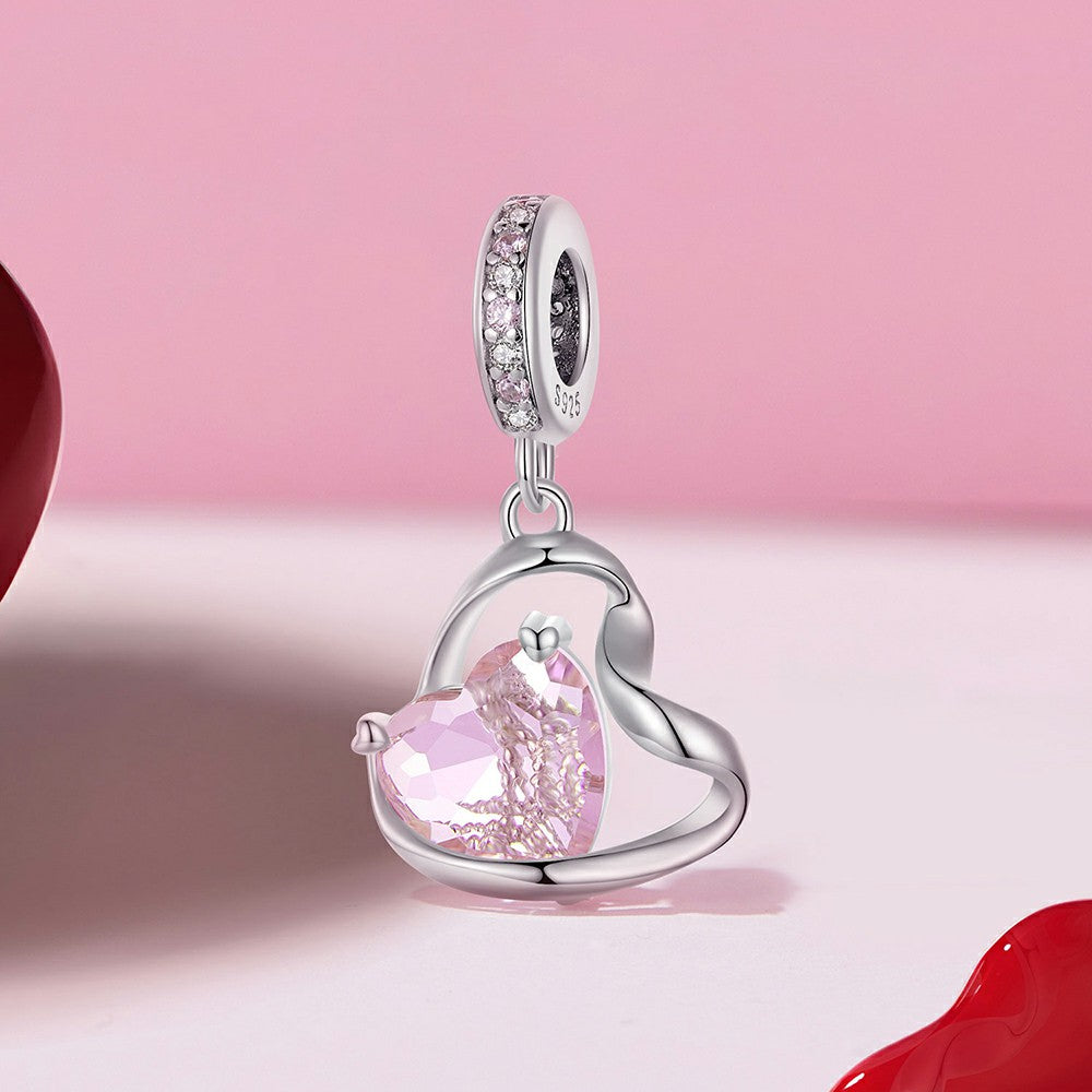 Breloque En Forme De Ruban En Forme De Cœur En Argent Sterling 925 Yb2251