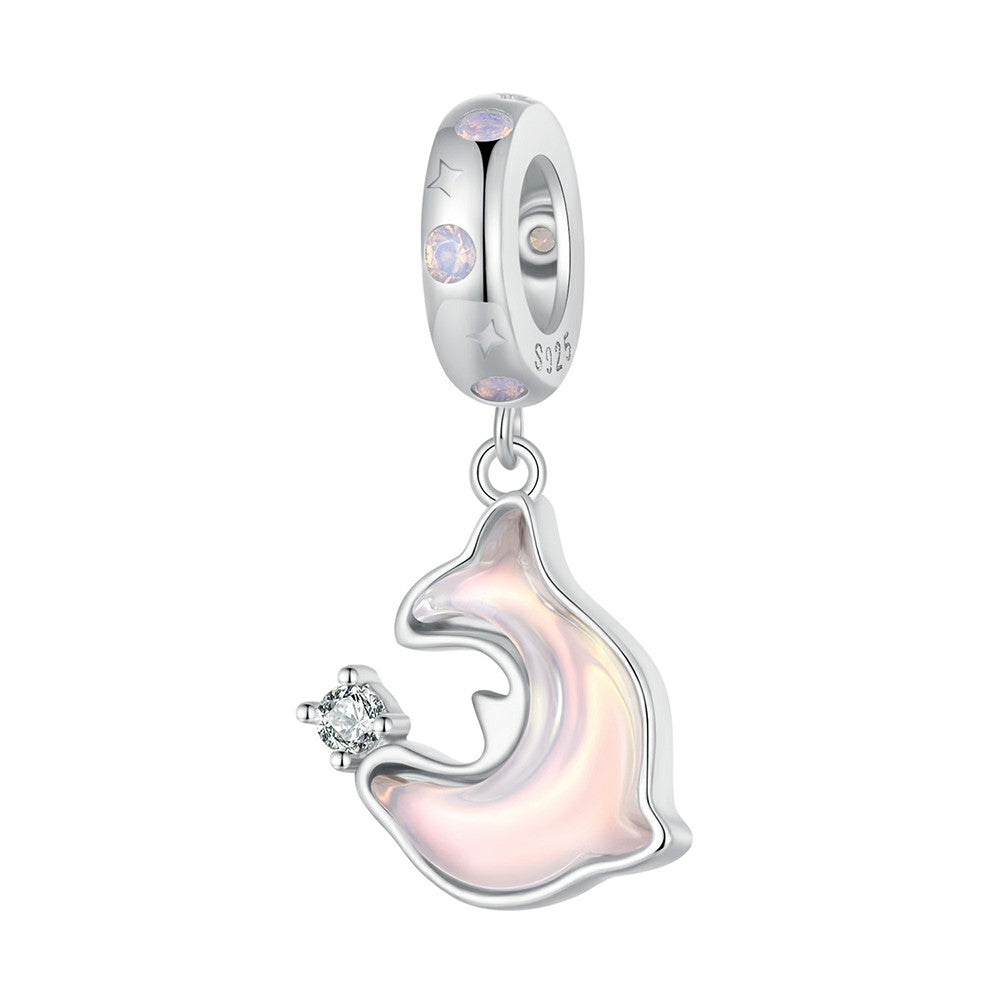 Breloque Dauphin Rose En Argent Sterling 925 Yb2298