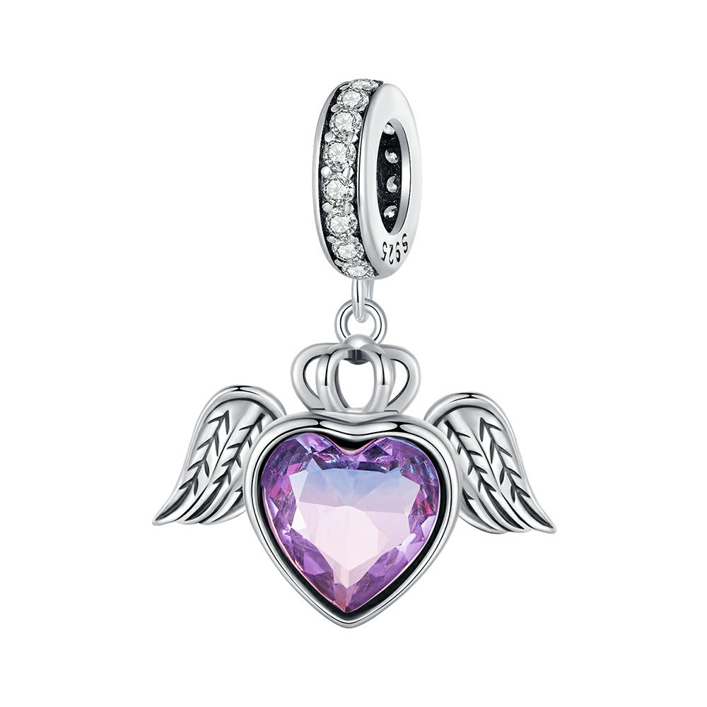 Ailes En Forme De Coeur Pendent Charme 925 Argent Sterling Yb2314