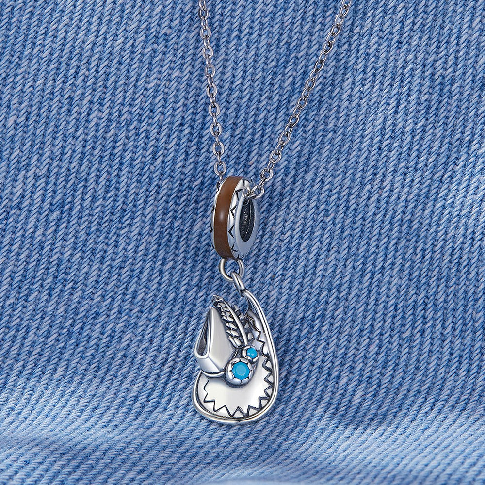 Chapeau De Cowboy Balancent Charme 925 Argent Sterling Yb2319