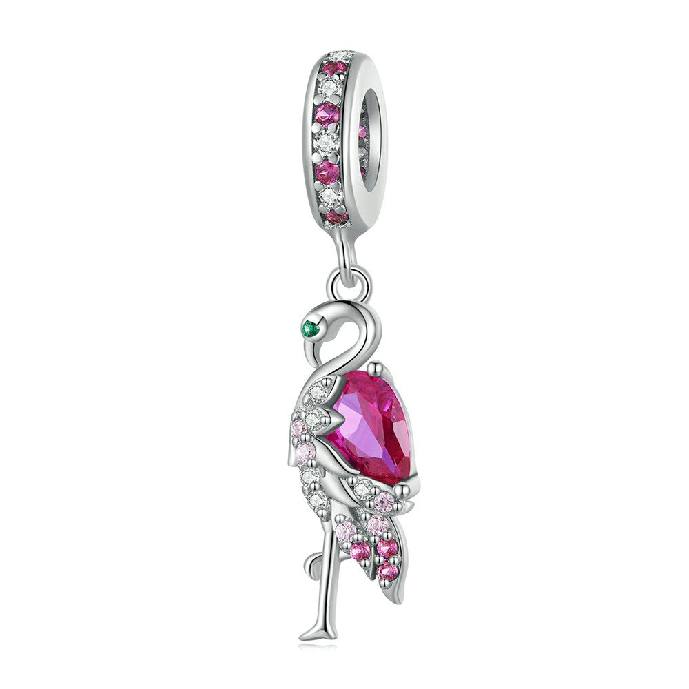 Breloque Flamant Rose En Argent Sterling 925 Yb2351
