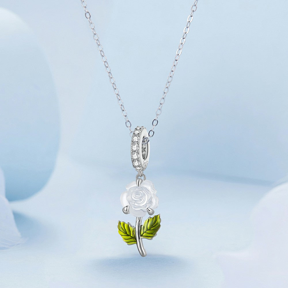 Breloque Pendentif Rose En Argent Sterling 925 Yb2356