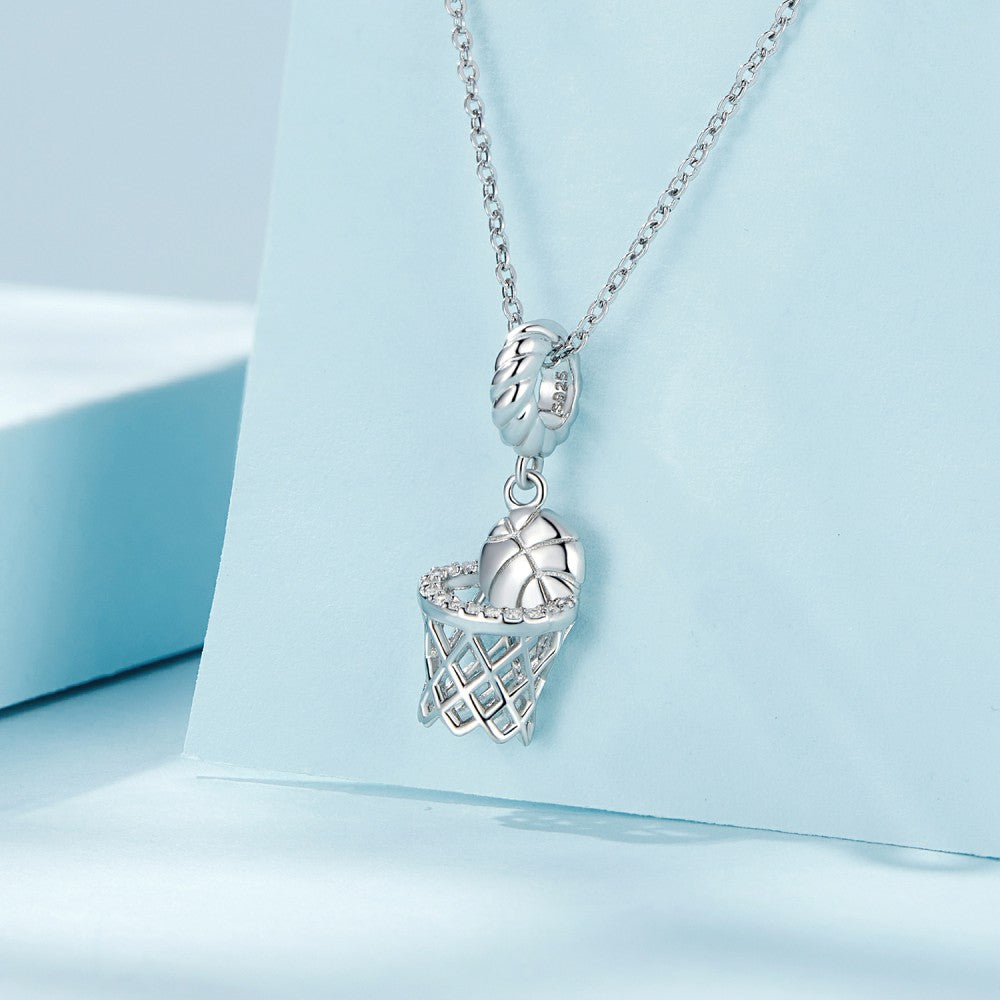 Charme De Basket-ball En Argent Sterling 925 Yb2383