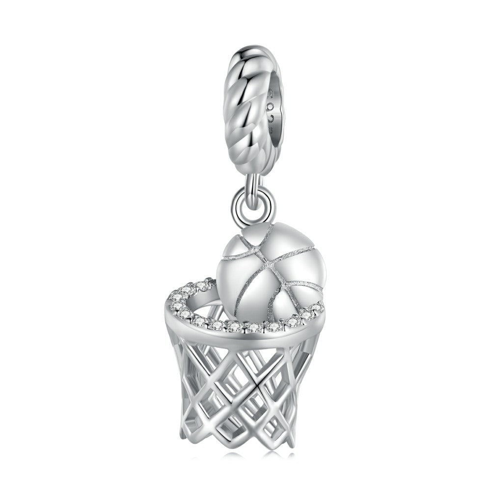 Charme De Basket-ball En Argent Sterling 925 Yb2383