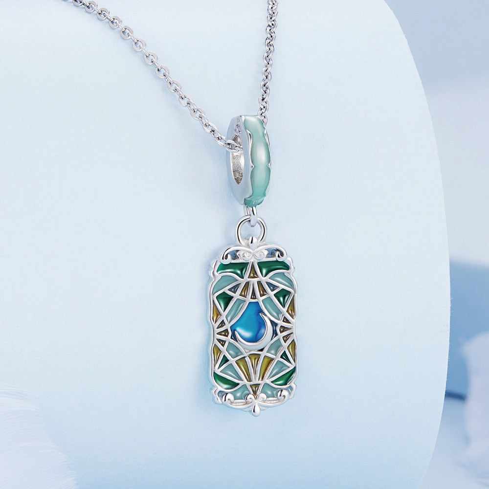 Lune Émail Tarot Balancent Charme 925 Argent Sterling Yb2400