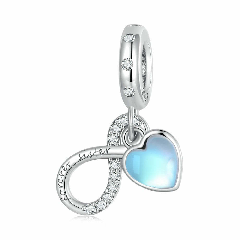 Breloque En Forme De Cœur Bleu Pour Sœur Éternelle, En Argent Sterling 925, Cadeaux Pour Elle, Yb2409