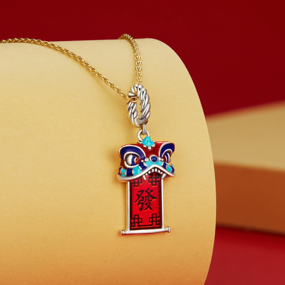 Lion D'éveil Avec Signe Rouge Riche, Breloque Pendante En Argent Sterling 925 Yb2412