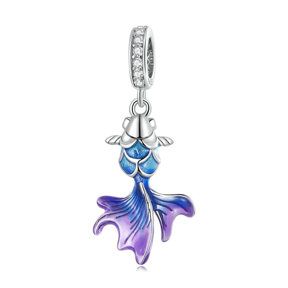 Charme Pendentif Koi Bleu En Argent Sterling 925 Yb2433