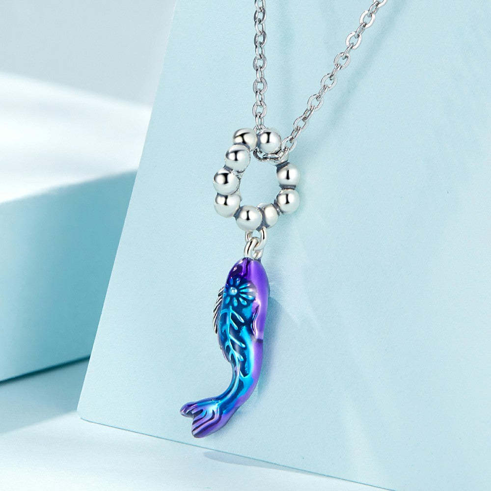 Breloque En Émail De Poisson Bizarre Bleu, Argent Sterling 925, Yb2437