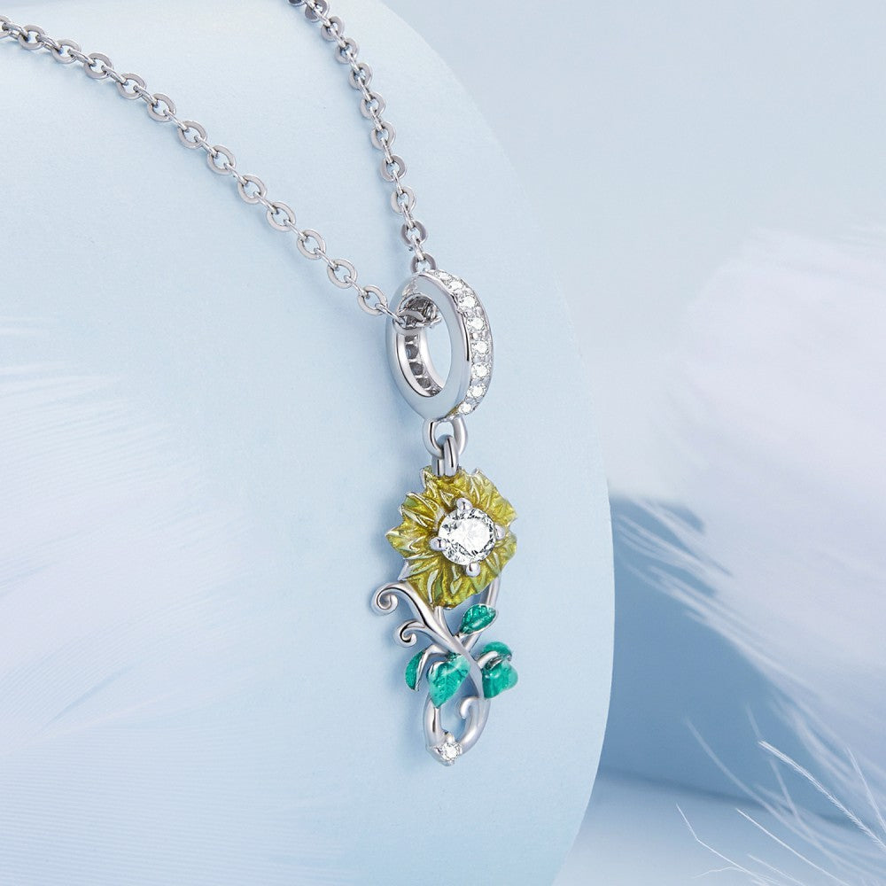 Charme Pendentif Tournesol En Argent Sterling 925 Yb2450