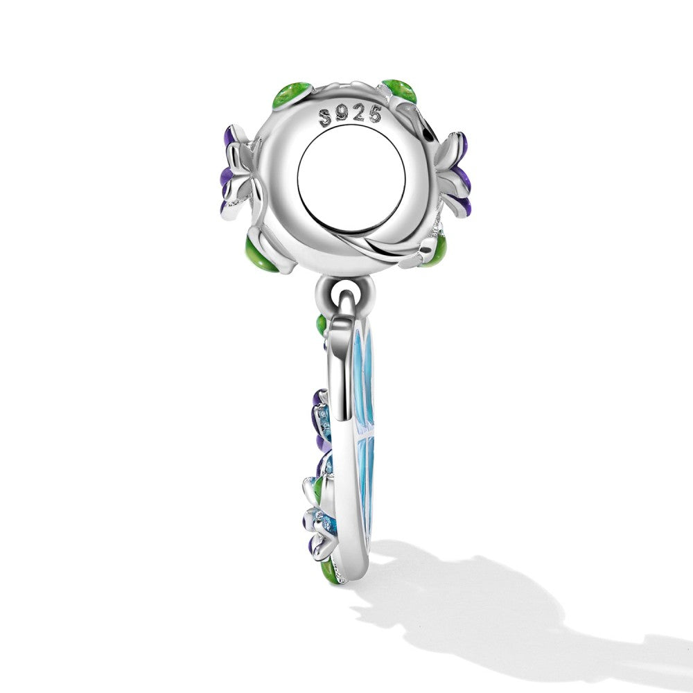 Charme De Fenêtre De Coeur De Fleur En Argent Sterling 925 Yb2477