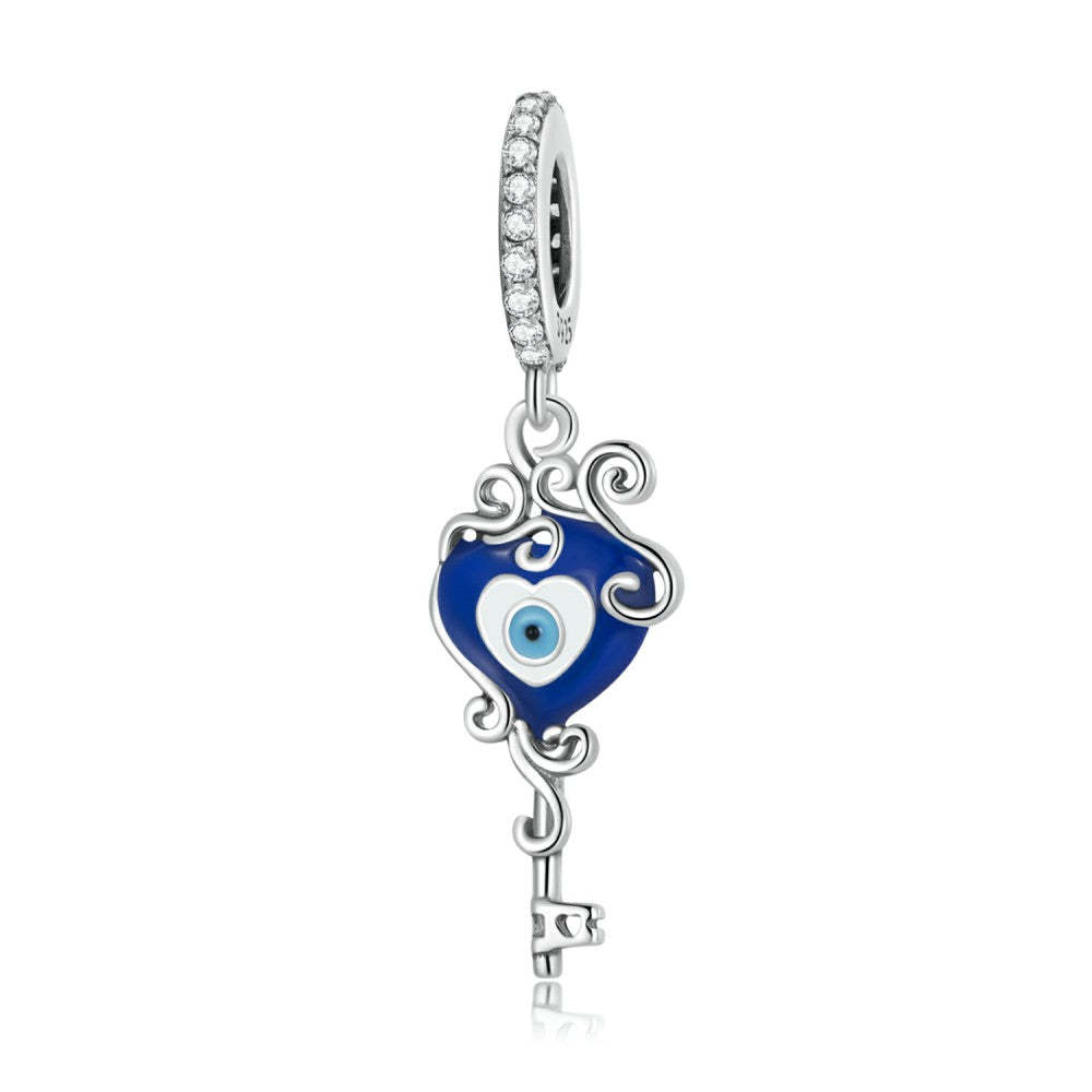 Breloque Coeur Bleu Mauvais Œil En Argent Sterling 925 Yb2483
