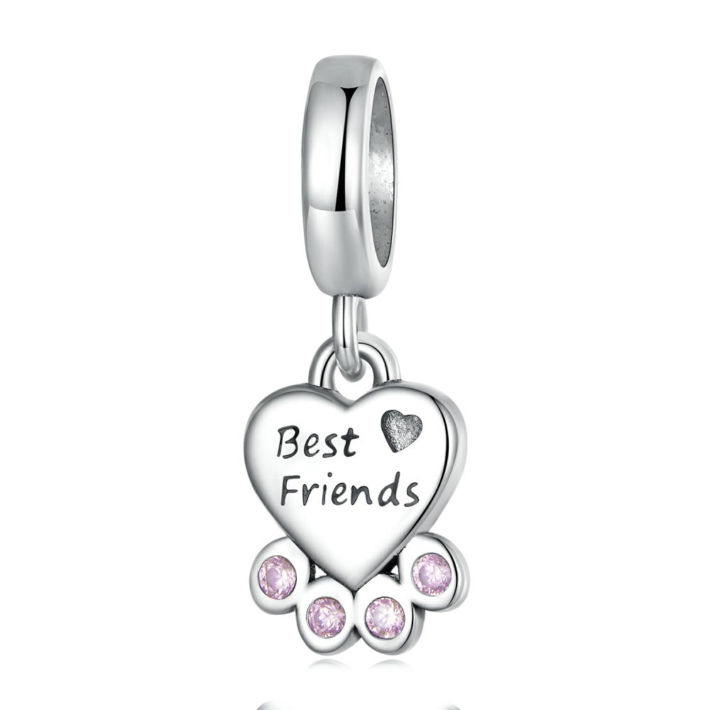 Breloque Patte De Cœur En Argent Sterling 925, Cadeaux Pour Meilleurs Amis, Yb2488