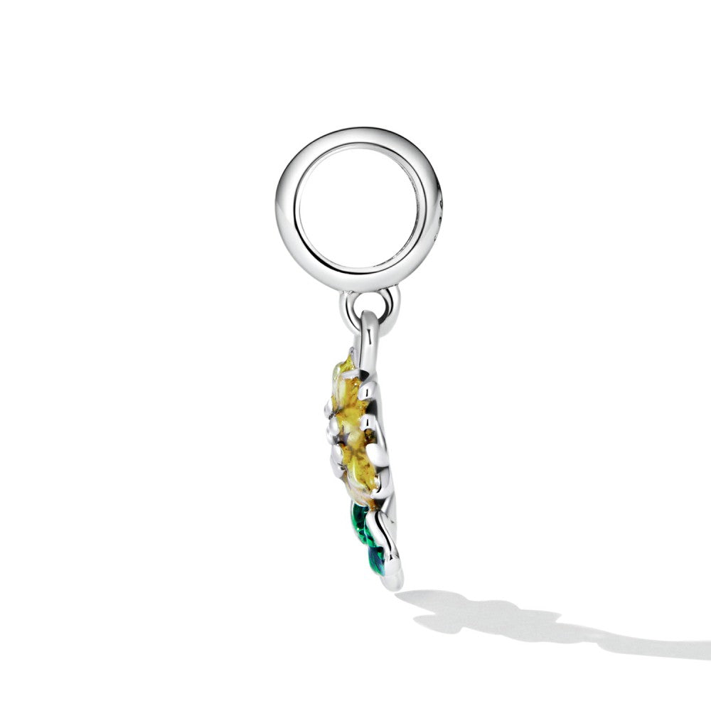 Breloque Tournesol Avec Zircon Jaune, Argent Sterling 925, Yb2490
