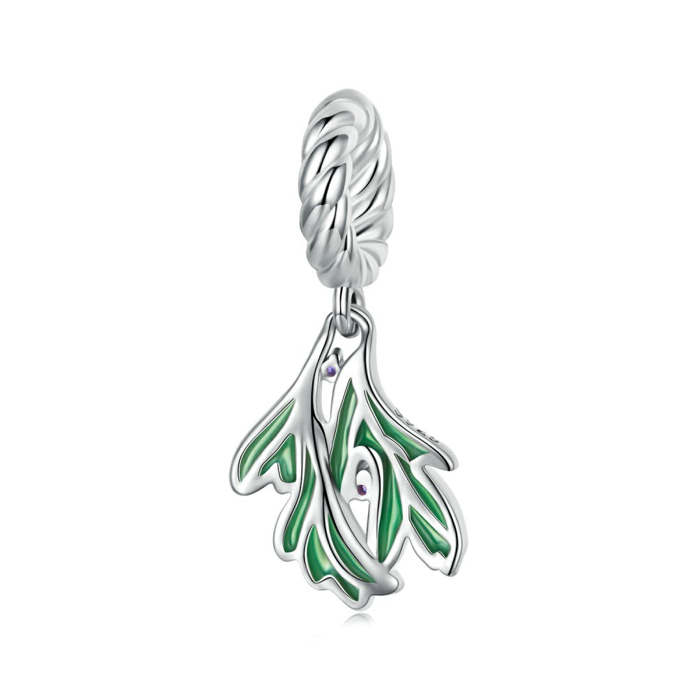Feuilles Vertes Pendent Charme 925 Argent Sterling Yb2497