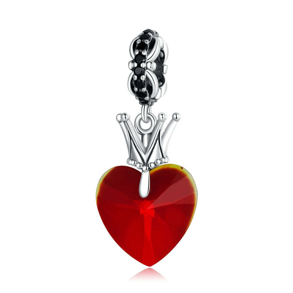 Couronne Coeur Rouge Pendentif Charme 925 Argent Sterling Yb2512