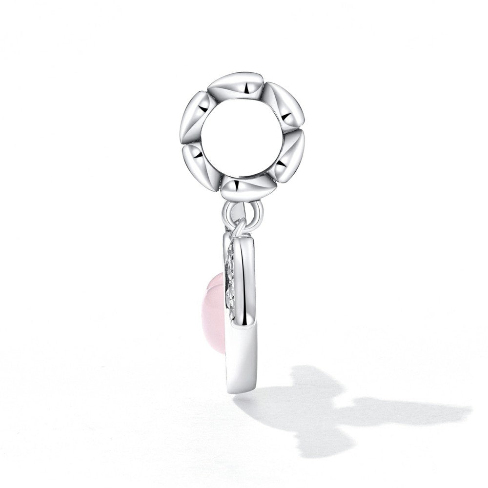 Coeur Rose Avec Ailes Balancent Charme 925 Argent Sterling Yb2525