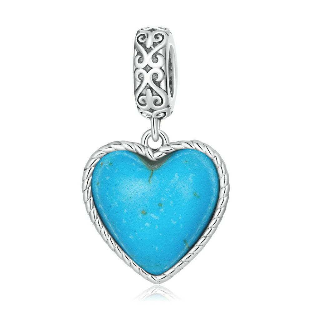 Charme Pendentif Coeur Turquoise En Argent Sterling 925 Yb2530