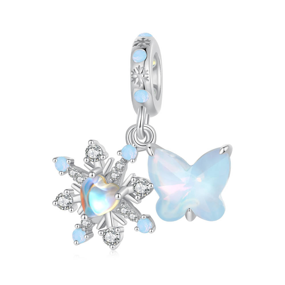 Pendentif Papillon Glace Et Neige, Breloque Pendante, Cadeaux De Noël En Argent - soufeelfr