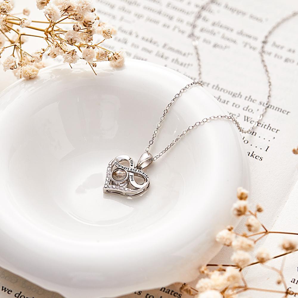 Collier De Projection De Photo Infini Personnalisé, Cadeau Commémoratif Pour Maman, Collier D'amour Infini, Image Personnalisée À L'intérieur, Bijoux - soufeelfr