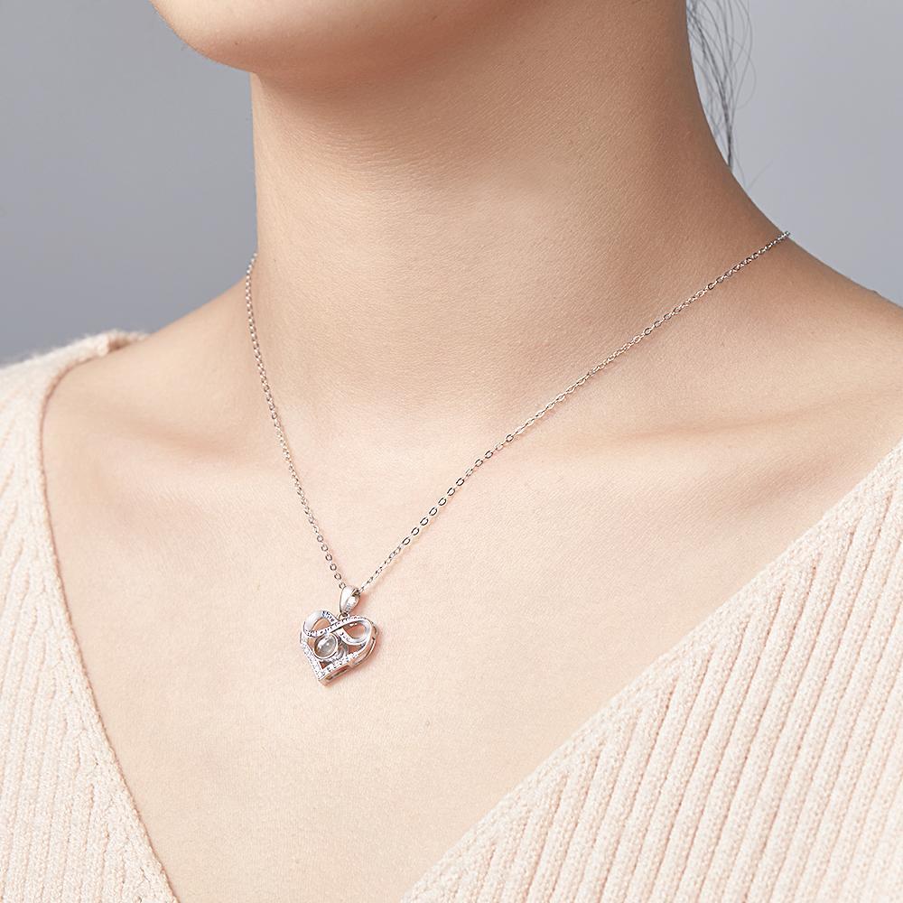 Collier De Projection De Photo Infini Personnalisé, Cadeau Commémoratif Pour Maman, Collier D'amour Infini, Image Personnalisée À L'intérieur, Bijoux - soufeelfr