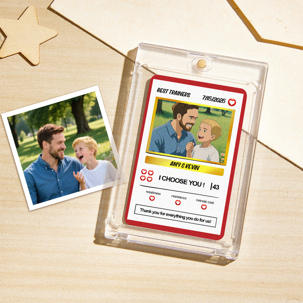Carte Pokémon Personnalisée Avec Photo Et Texte Personnalisés, Cadeaux Pour La Fête Des Pères - soufeelfr