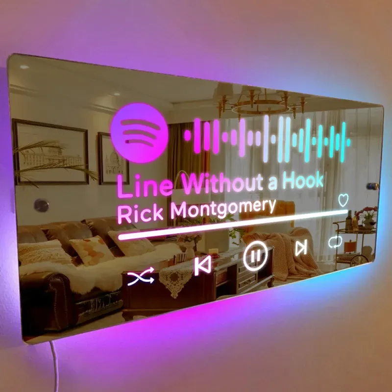 Panneau Miroir Avec Nom Personnalisé, Modèles En Option, Panneau Néon Avec Lumières Led, Texte Personnalisé, Décoration Murale Multicolore, Cadeau Pour La Famille - soufeelfr