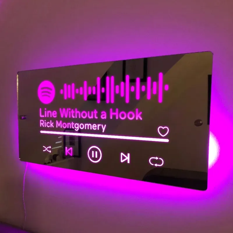 Panneau Miroir Avec Nom Personnalisé, Modèles En Option, Panneau Néon Avec Lumières Led, Texte Personnalisé, Décoration Murale Multicolore, Cadeau Pour La Famille - soufeelfr