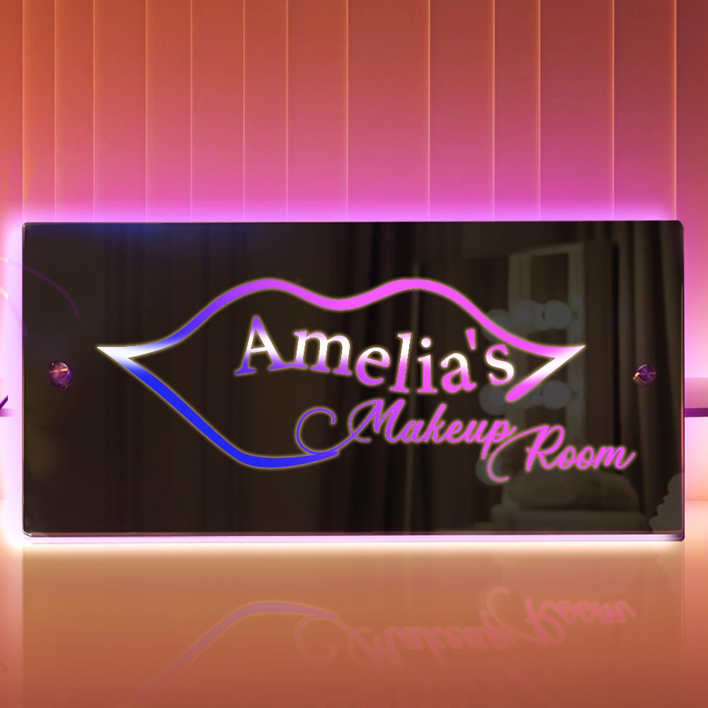 Panneau Miroir Avec Nom Personnalisé, Éclairage Led Personnalisé, Panneau Lumineux Pour Salle Mackup, Cadeau Pour Filles - soufeelfr