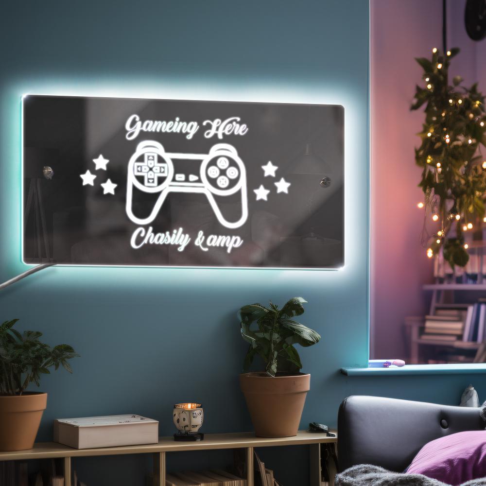 Panneau Miroir Avec Nom Personnalisé, Panneau Lumineux Led Personnalisé Pour Salle De Jeu, Cadeau Pour Garçons - soufeelfr