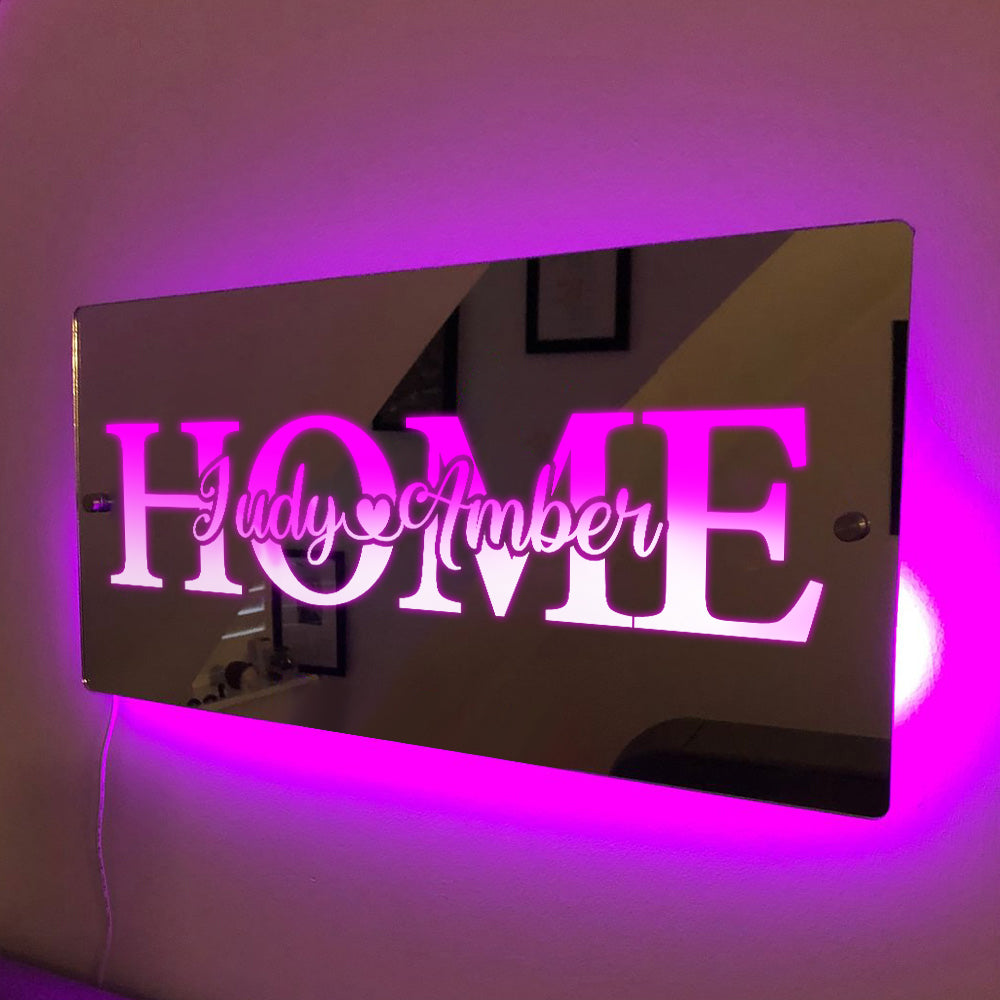 Nom Personnalisé Miroir Lumière Famille Amour Maison Cadeau - soufeelfr