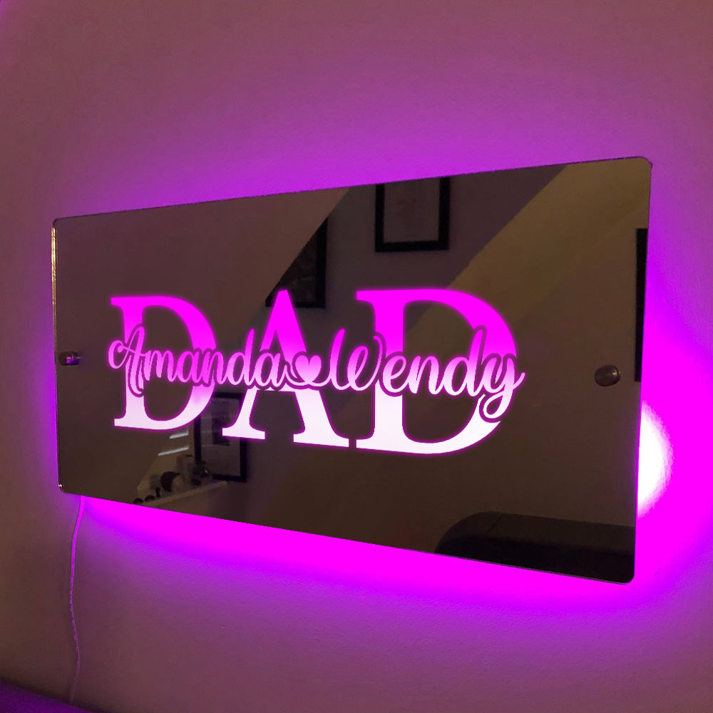 Lumière De Miroir Personnalisée Avec Nom, Cadeau Créatif Pour La Fête Des Pères - soufeelfr
