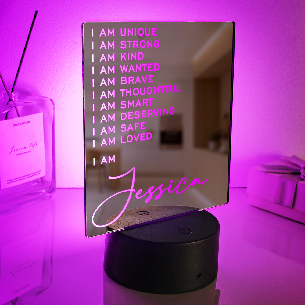 Lampe Miroir Gravée Personnalisée, Lumière Colorée Classique, Cadeau Pour La Maison - soufeelfr