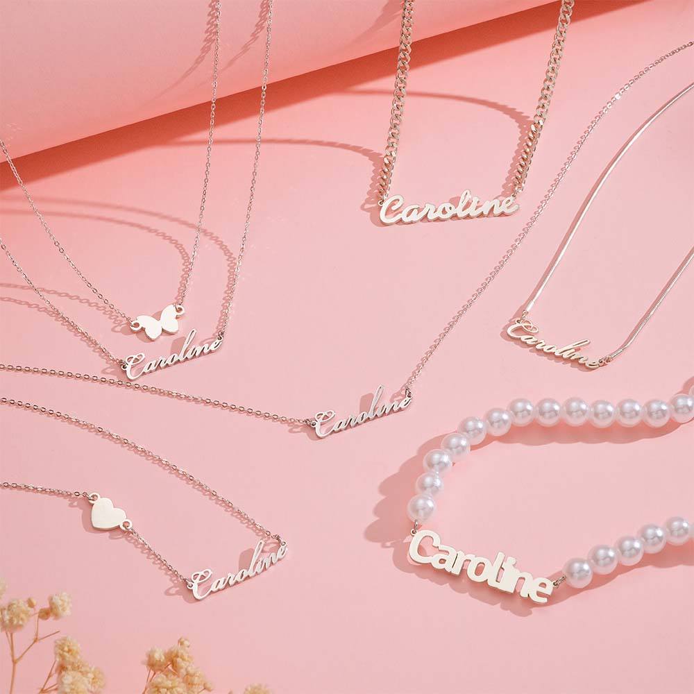 Collier De Nom Personnalisé Diverses Options Collier Collier Initial Personnalisé Collier De Nom De Lettre Cadeau Pour Elle