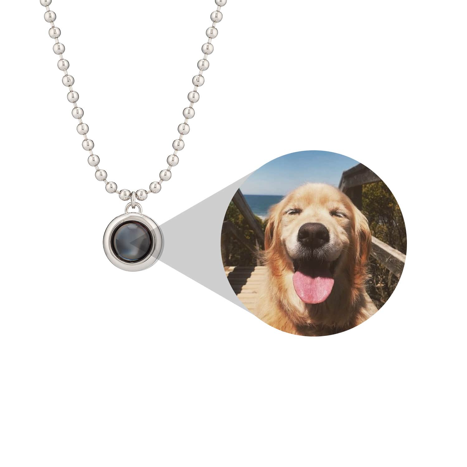 Collier Photo Personnalisé Avec Projection De Balle, Collier Avec Pierres Précieuses, Cadeau D'anniversaire Pour Elle - soufeelfr