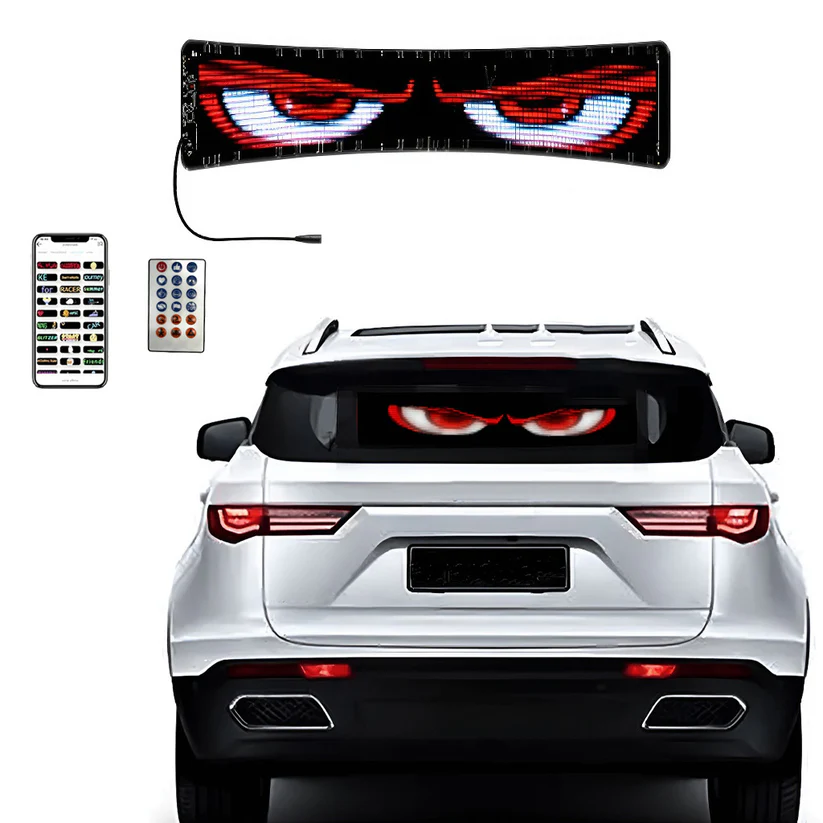 Lumière D'écran Souple Devil Eye Pour Camion, Lumière D'œil De Voiture, Lumière D'avertissement De Fenêtre À Écran Flexible À Led Dynamique - soufeelfr