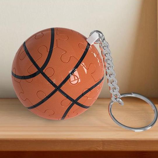 Porte-clés Puzzle 3d En Forme De Ballon De Basket-ball, Jouet Éducatif, Pendentif - soufeelfr
