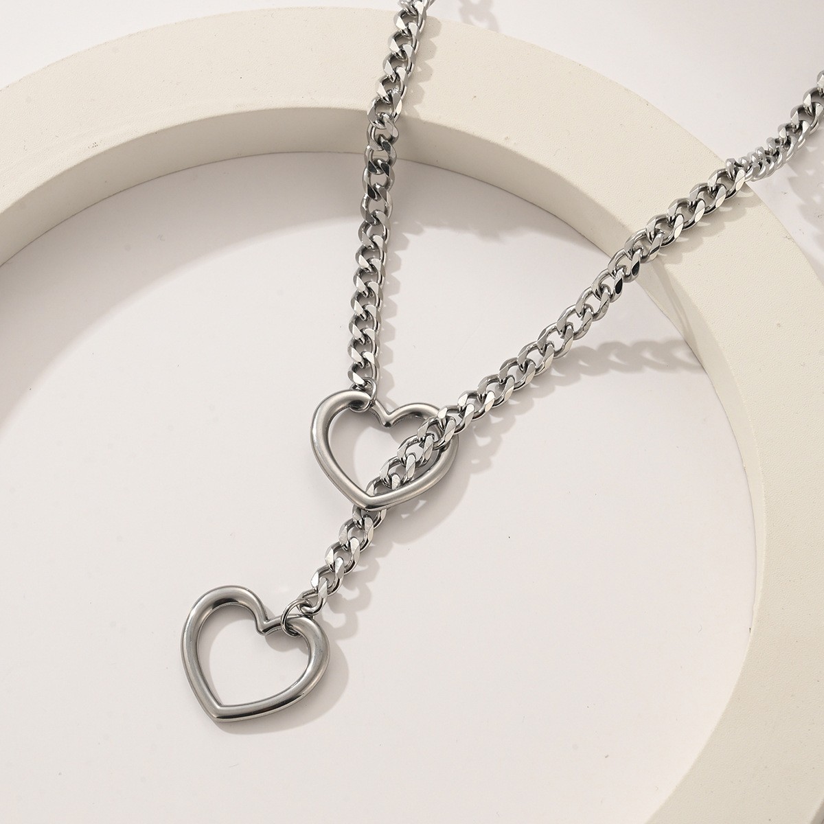 Collier Ras-de-cou Ajustable Avec Anneau En Forme De Cœur Et Chaîne Coulissante, Bijou D'amour, Cadeau Pour Elle, Cadeau De Saint-valentin - soufeelfr